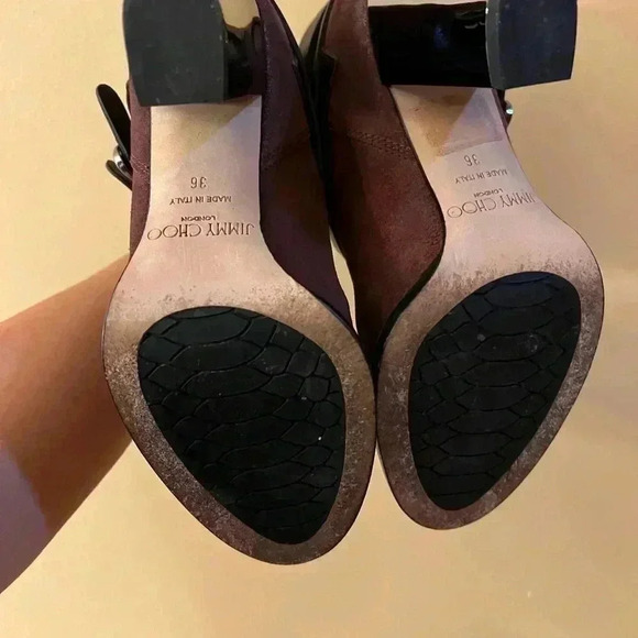 Jimmy Choo Burgundy Suede Ankle Boots Size 36 - Picture 8 of 9